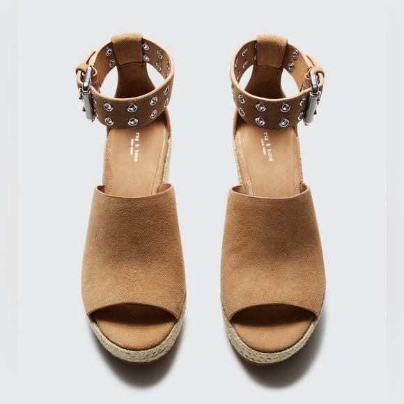 Rag & Bone Anteros Espadrille Wedge Suede Heeled Sandal Size EU 38.5 / 8.5 US - Picture 12 of 12